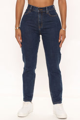 Who's Your Mama Stretch Mom Jeans - Dark Wash Ins Street